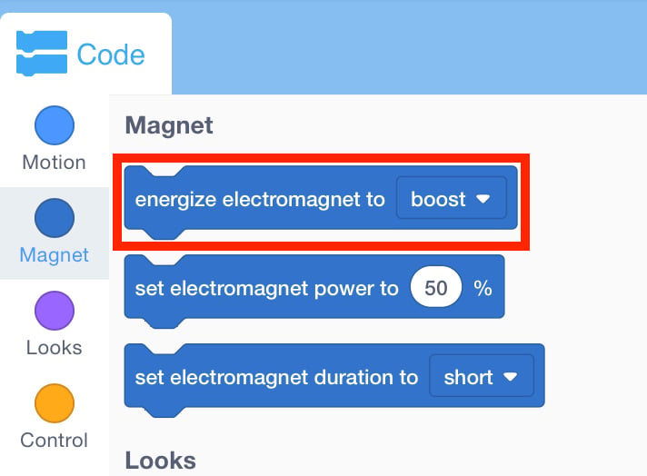 [Energize electromagnet] Block