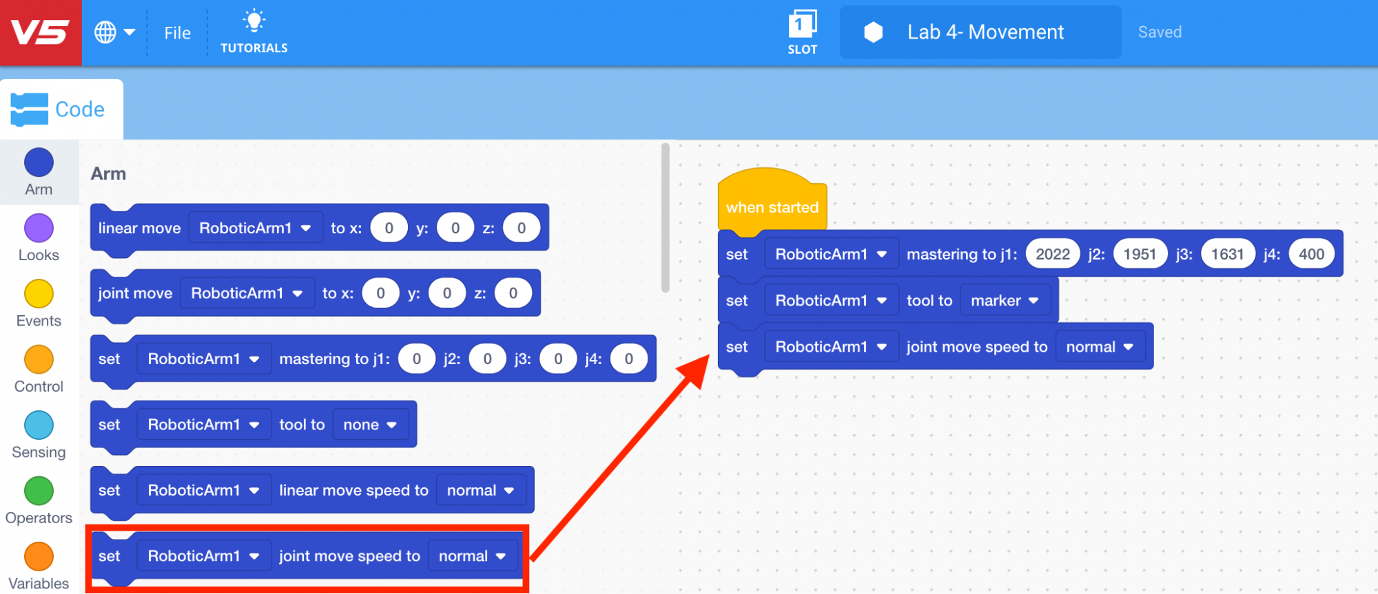 Add [Set joint speed]