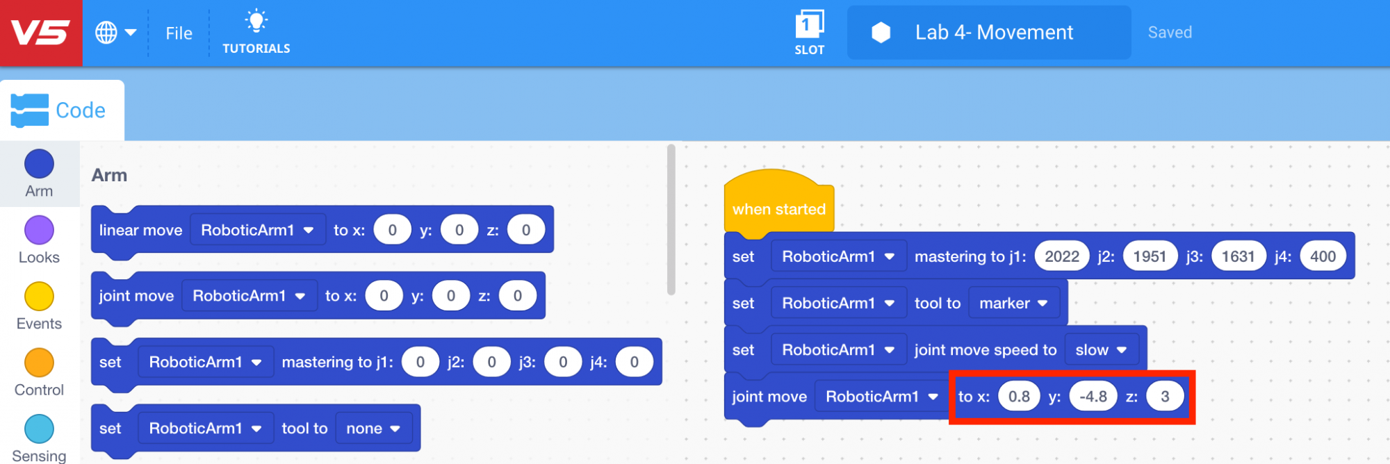 Add above point 1 values [Joint move]