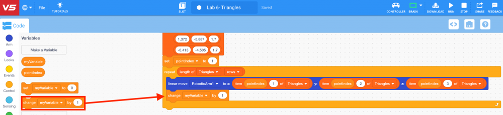 Add change variable block