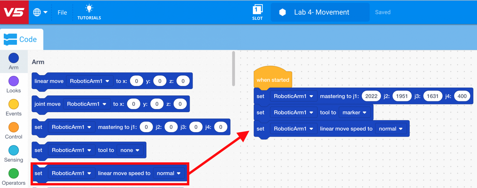 Add linear speed block