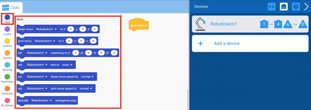 Arm Category of Blocks