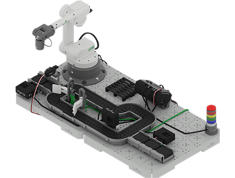 Angled view of the completed CTE Workcell Base build.