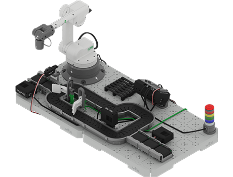 Angled view of the completed CTE Workcell Base build.