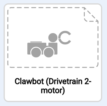 Image of the Clawbot (Drivetrain 2-motor) template icon in example projects in VEXcode IQ