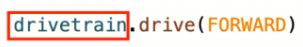 An example of a drive command with the blue drivetrain portion highlighted in a red box to illustrate the class.