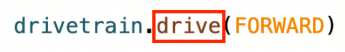 A drive command with the 'drive' portion highlighted in a red box to indicate the 'command'.