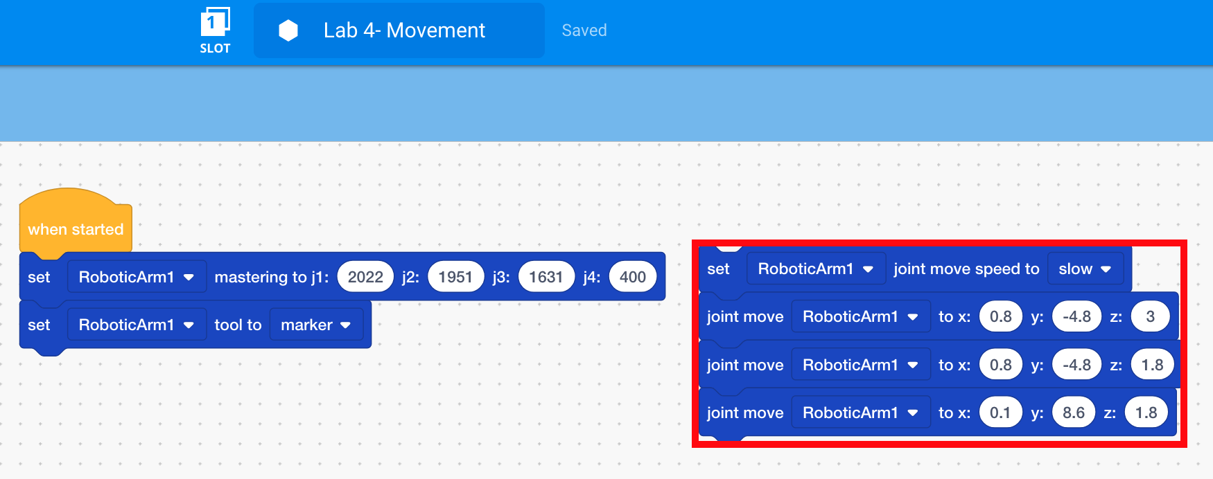 Detach joint move blocks