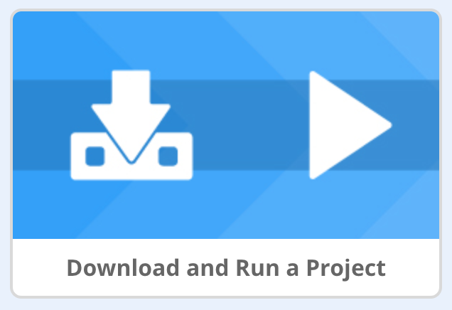 Image of the Download and run a project tutorial video icon in VEXcode IQ