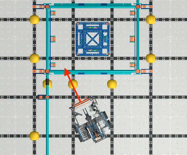 image showing how robot has to drive forward to push ball into low goal