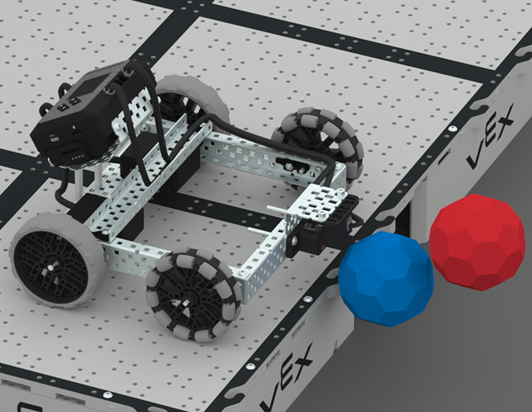 image of the exp robot pushing Buckyballs off the Field