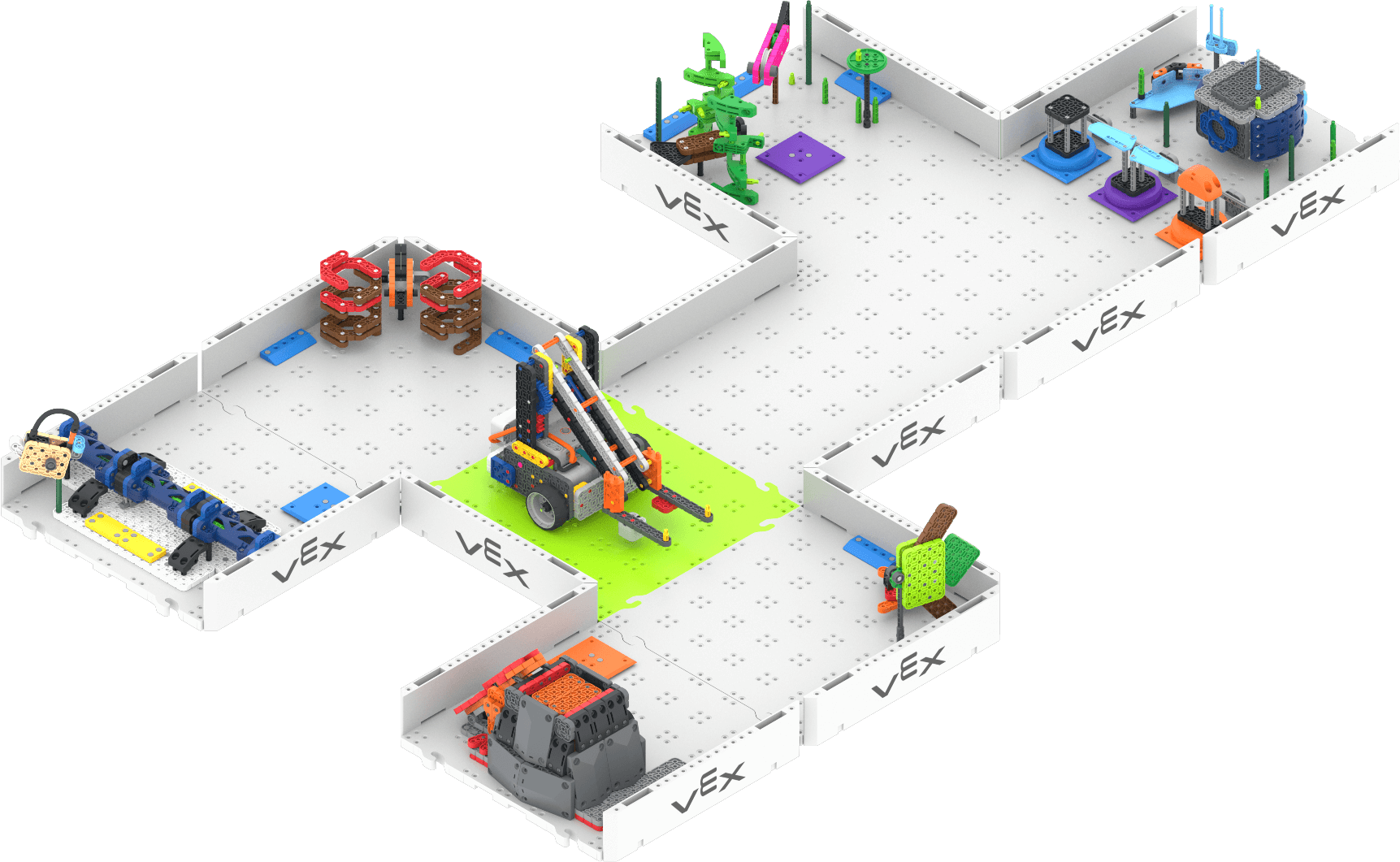 മൂന്നാം ഘട്ടത്തിലെ ഫീൽഡ് സജ്ജീകരണം മുമ്പത്തെപ്പോലെ തന്നെ. അഗ്നിപർവ്വതത്തിലേക്ക് പോകുന്നതിനായി താഴെ വലതുവശത്തേക്ക് അഭിമുഖമായി പച്ച ടൈലിൽ ഒരു ഹീറോ റോബോട്ട് ഉണ്ട്.