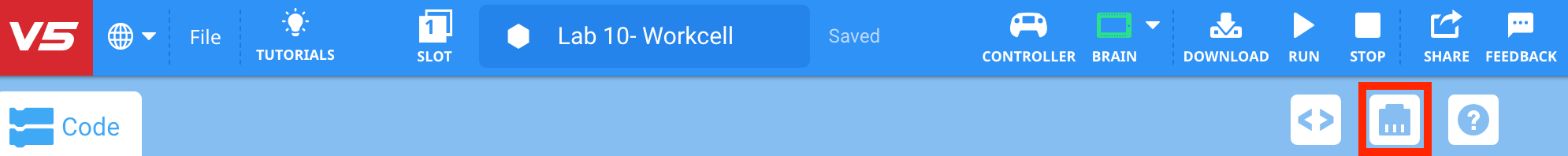 Lab 10 Robot Config button