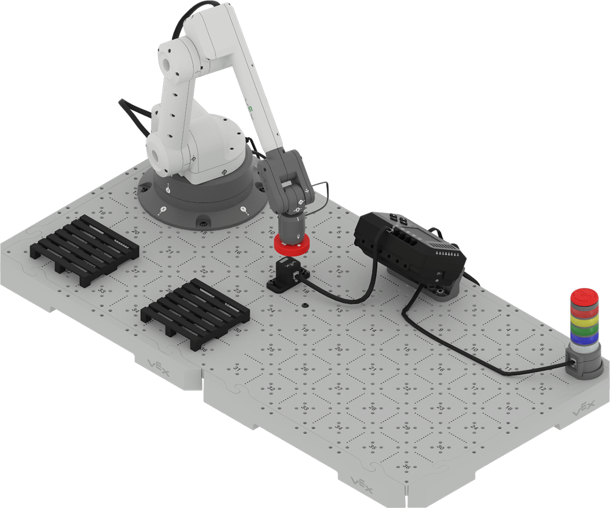 6-Axis Arm holding a red Disk over the Optical Sensor on the Brain CTE 6-Axis Arm Base plus Optical build.