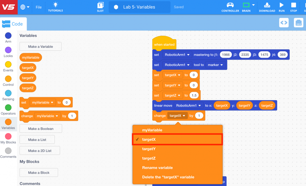 Parameter of Change variable