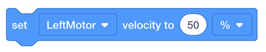 Image of the set motor velocity block in VEXcode IQ