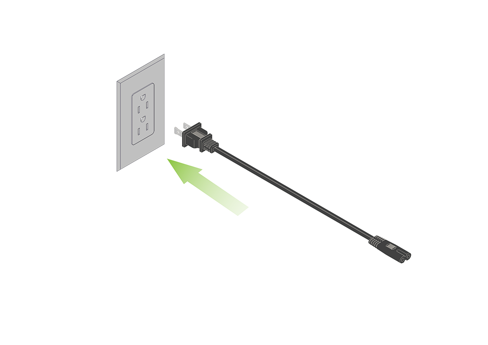 A Diagram Showing a Robot Battery Charger Power Cord Connecting To a Wall Power Outlet