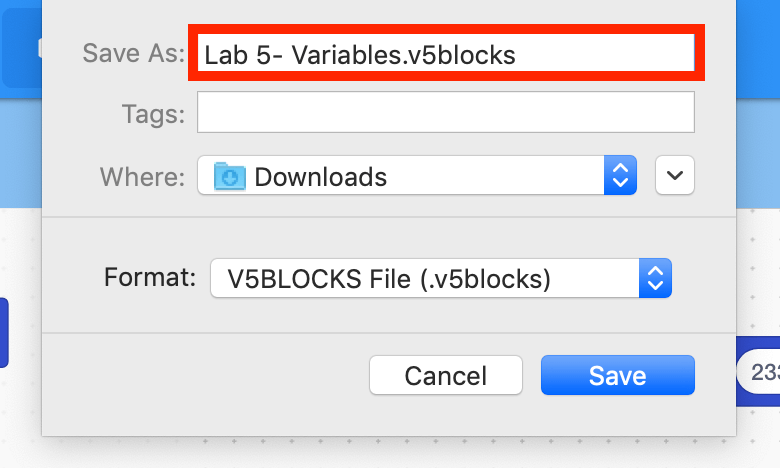 Save Lab 5 Variables
