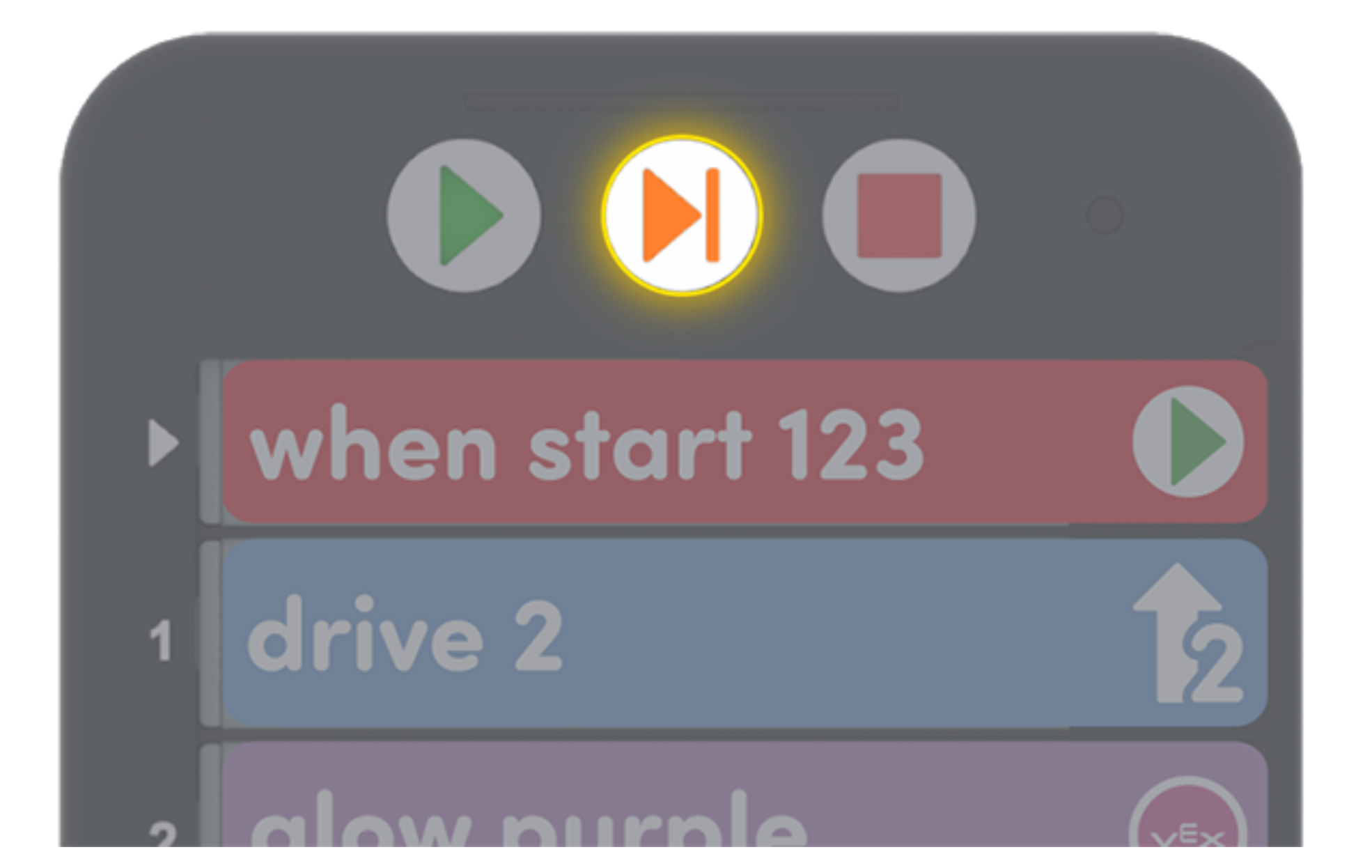 Image of the Step button on the Coder