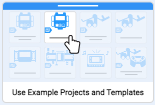 Image of the Use Example Projects and Templates tutorial video icon in VEXcode IQ