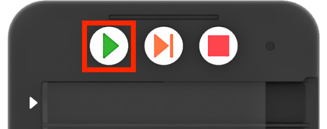 Bovenkant van de coder met de startknop gemarkeerd.