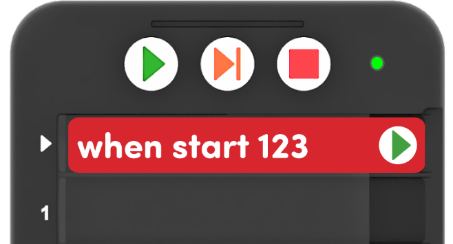 Coder met de When start 123-kaart in de bovenste sleuf.