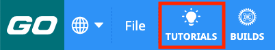 image of the Tutorials icon in the Toolbar in VEXcode GO