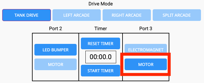 Image of the Motor button in Port 3 on the Drive Tab