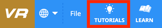 image of the tutorials icon in the Toolbar in VEXcode VR