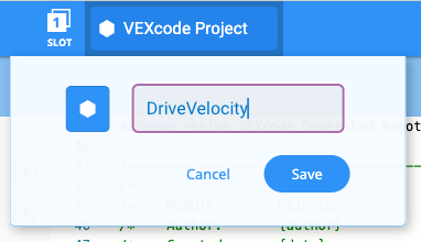 Project title rename in the Toolbar of VEXcode V5