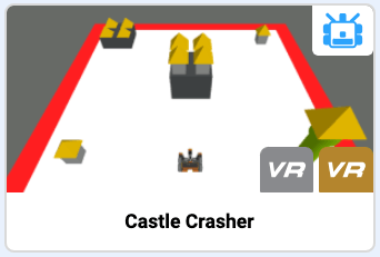 The thumbnail for the Castle Crasher selection in the VEXcode VR Open Playground window.