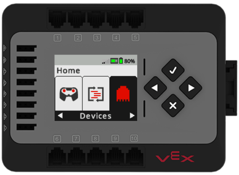 Brain screen with the Devices option selected.