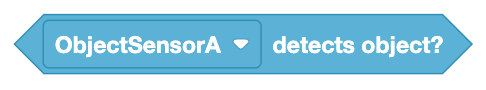 VEXcode EXP Detects Object block that reads 'Object sensor A detects object?'.