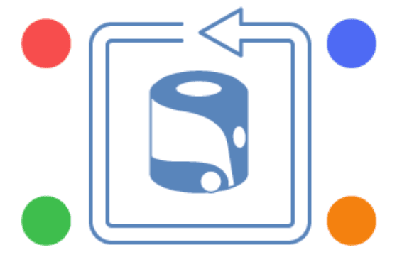 The Colorful Square example project icon showing the AIM robot in the center of a square shaped arrow, with a different colored dot at each of the four corners of the square.