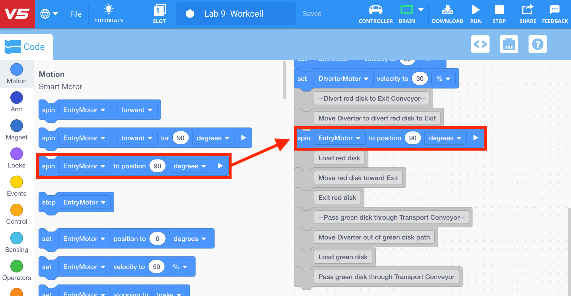 Spin to position block 1