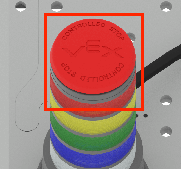 The Signal Tower with a red box highlighting the Controlled Stop Button on top of the tower.
