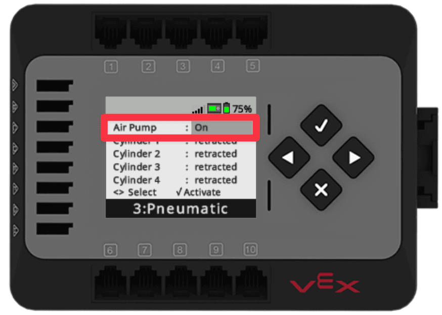 Devices Screen with the Air Pump status reading as on.