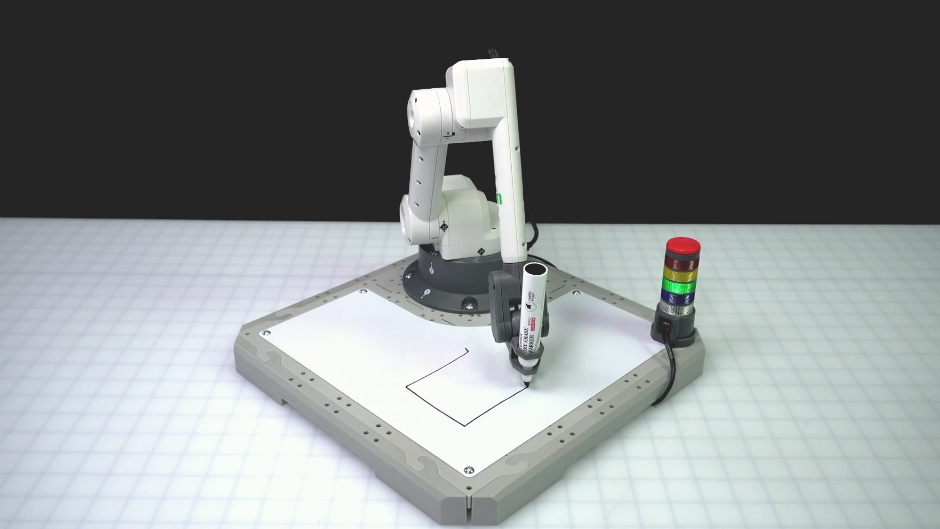 Angled view of the 6 Axis Arm after having correcting drawn sides a b, b c, and c d of the square.