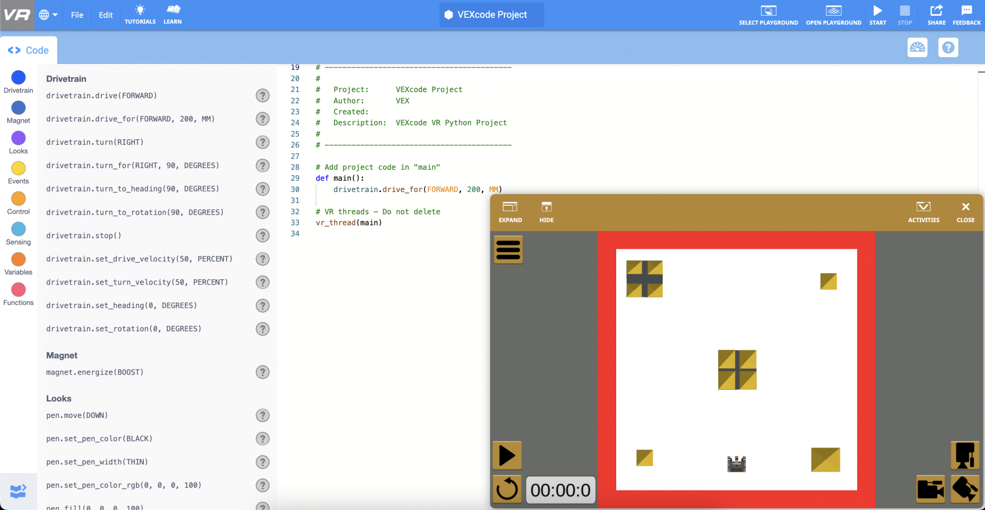 Unit 1 - Introduction and Fundamentals - Lesson 1: Getting Started with  VEXcode VR Python