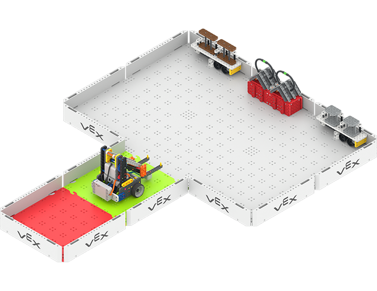 Robot héroe en la baldosa verde del campo del escenario 1.