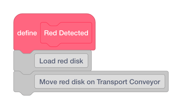 Add two [Comment] blocks to the {define Red Detected} block.