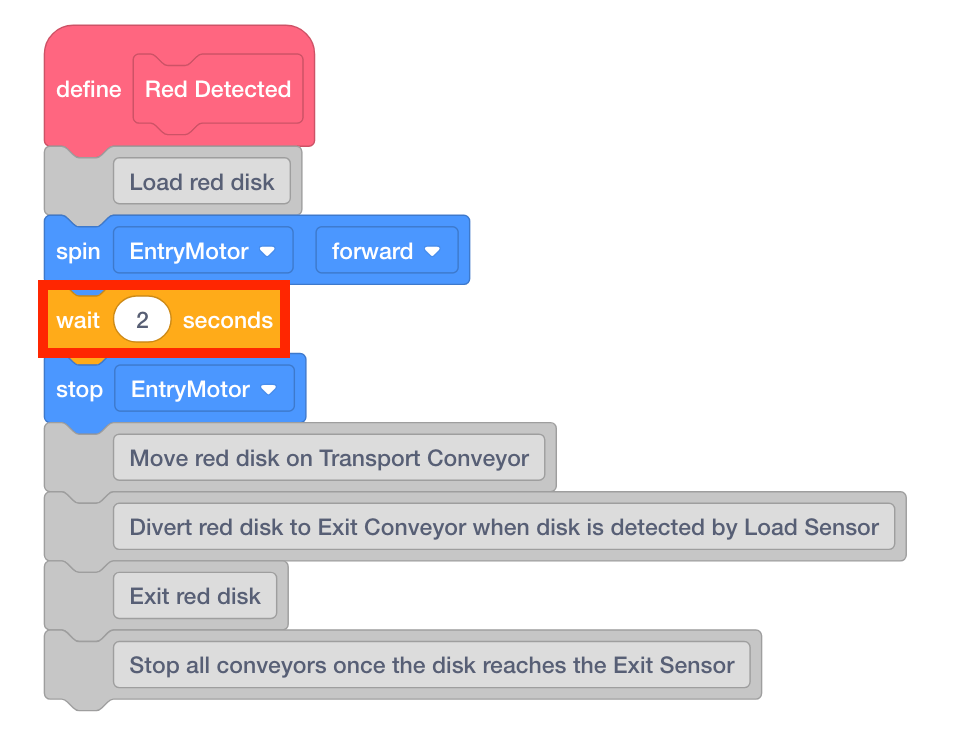 Set the parameter of the [Wait] block to ‘2.’