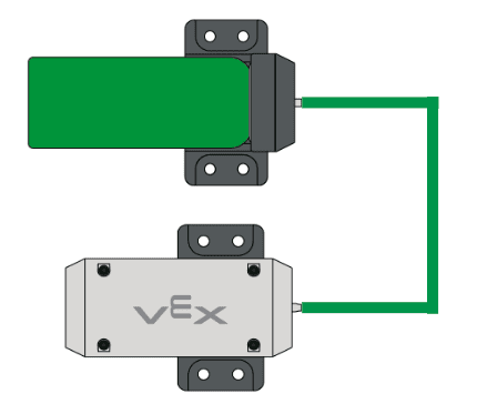 Diagram of the compressor connected to an air tank with tubing. The compressor is on top, and the air tank underneath.