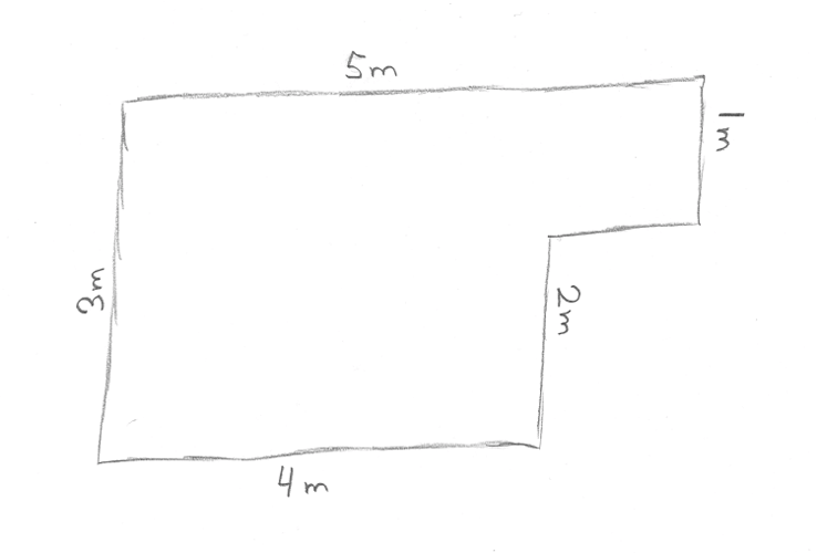 Example sketch of an area with measurements