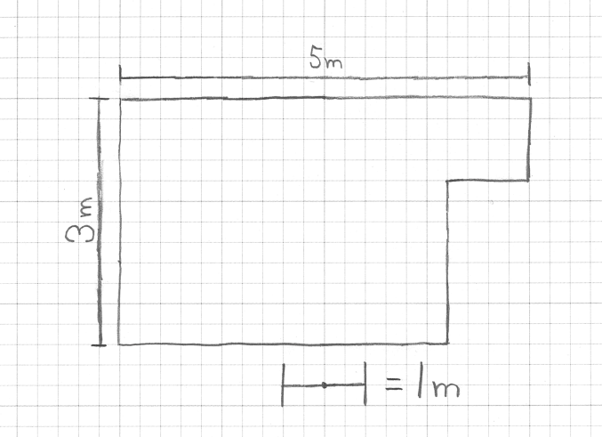 Use graph paper to make drawing the scaled course easier.