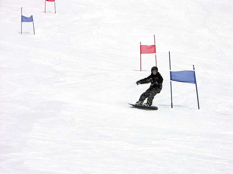 Snowboarder on a Slalom Course