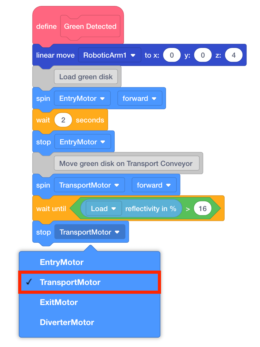 Set to TransportMotor