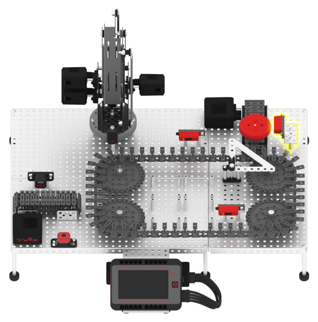 The red disk will pass in front of the Exit Sensor.