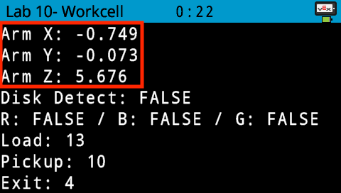 The Sensor values are displayed.