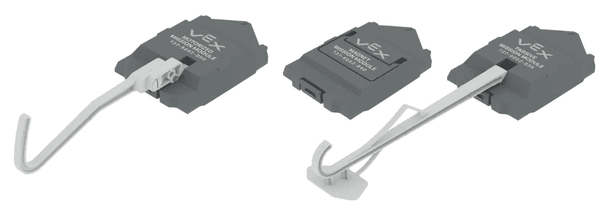 VEX AIR Drone Modules from left to right: Motorized Hook, Magnet, and Passive.